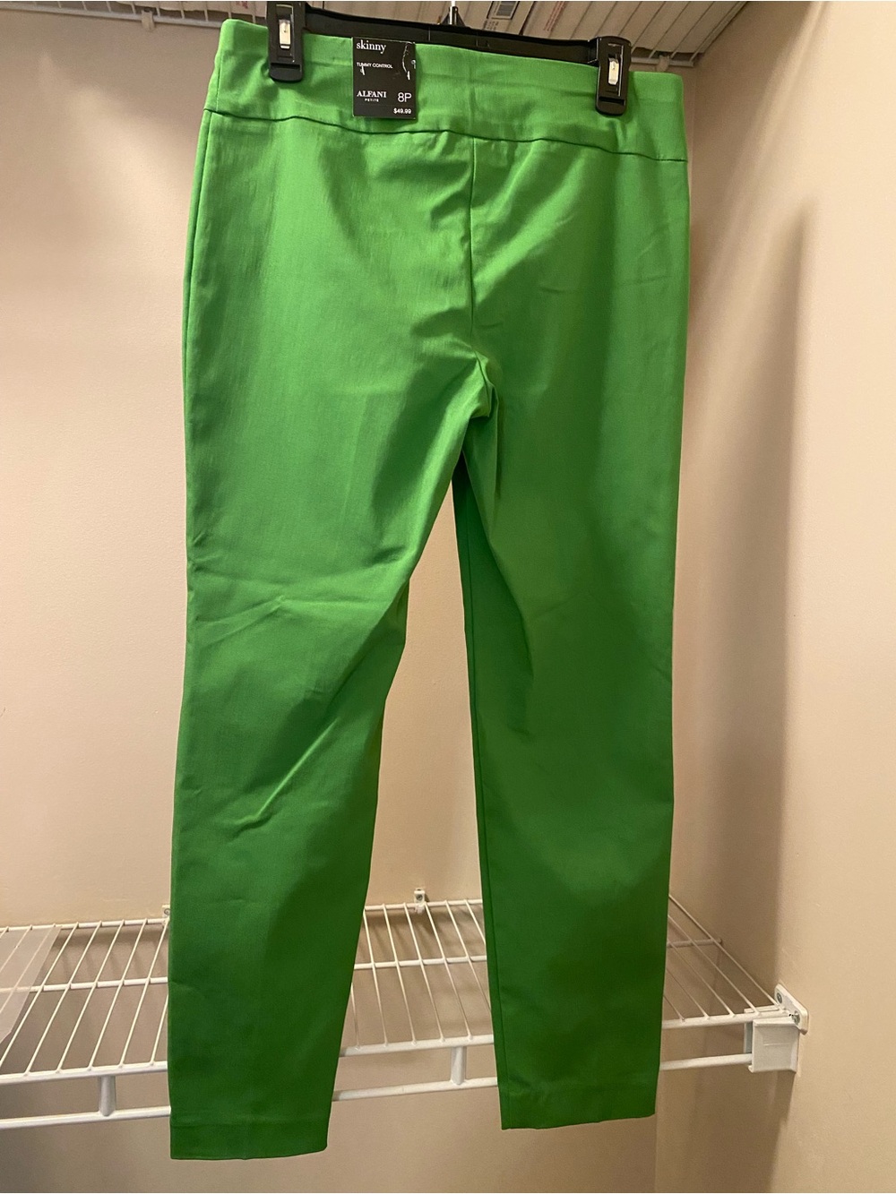 NEW Alfani Petite Palm Leaf Green Skinny Tummy Control Pants Size 8P - Picture 5 of 9
